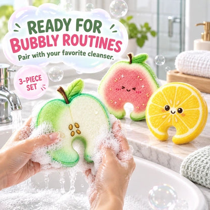 Cartoon Fruit-Printed Wood Pulp Sponge Dish Brush