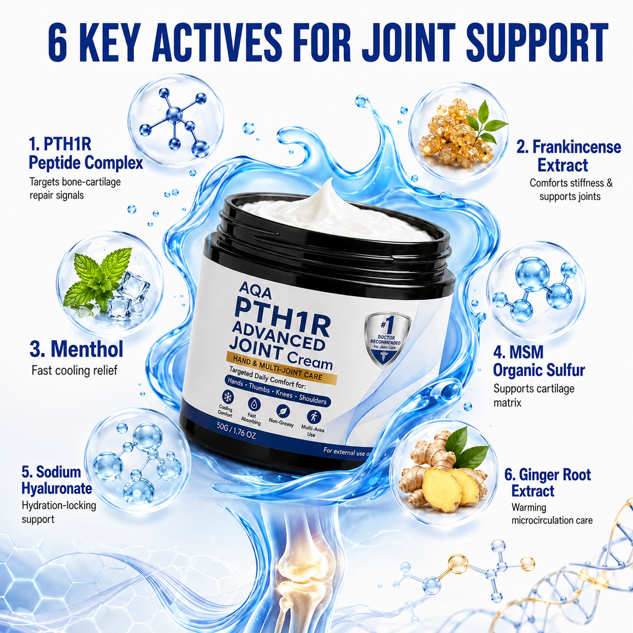 AQA joint comfort cream featured botanical and care ingredients