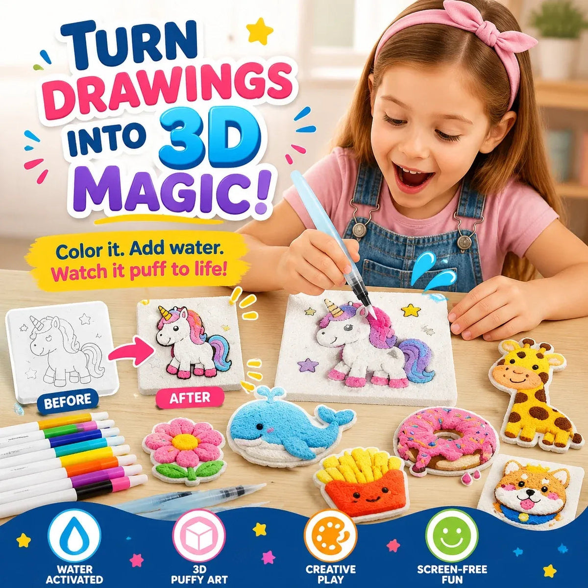 Auaax Magic Puffy 3D Art Kit for kids
