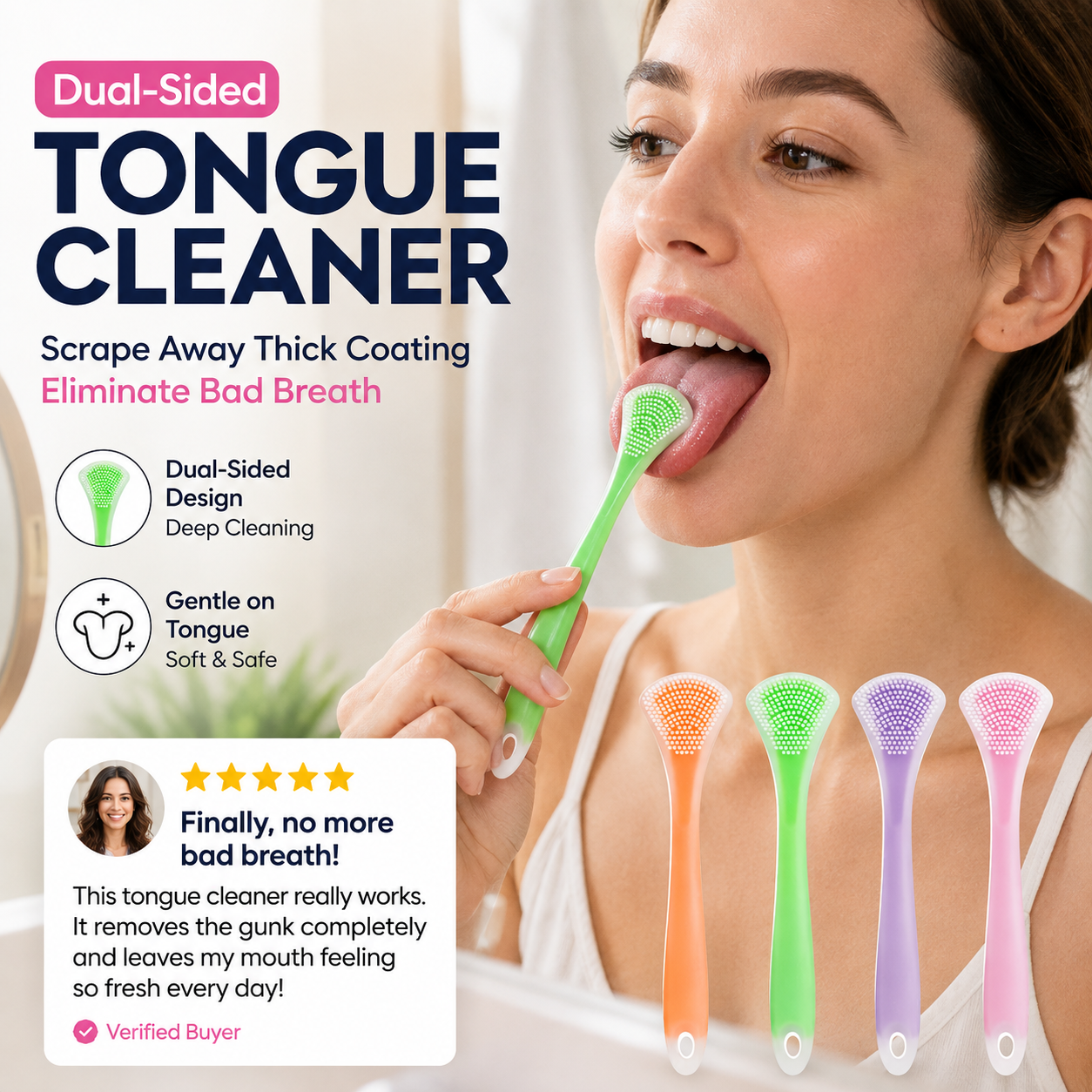 Auaax 3-in-1 silicone tongue scraper product image