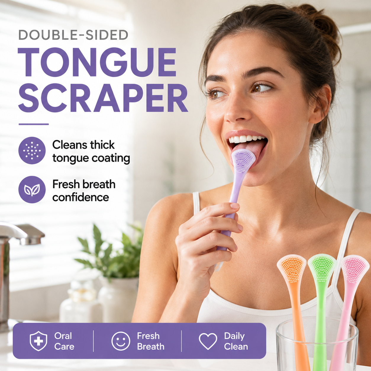Auaax 3-in-1 silicone tongue scraper product image