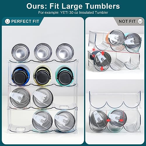 Large reusable tumblers in a clear bottle organizer