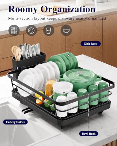 Dish rack organizing plates bowls cups and utensils